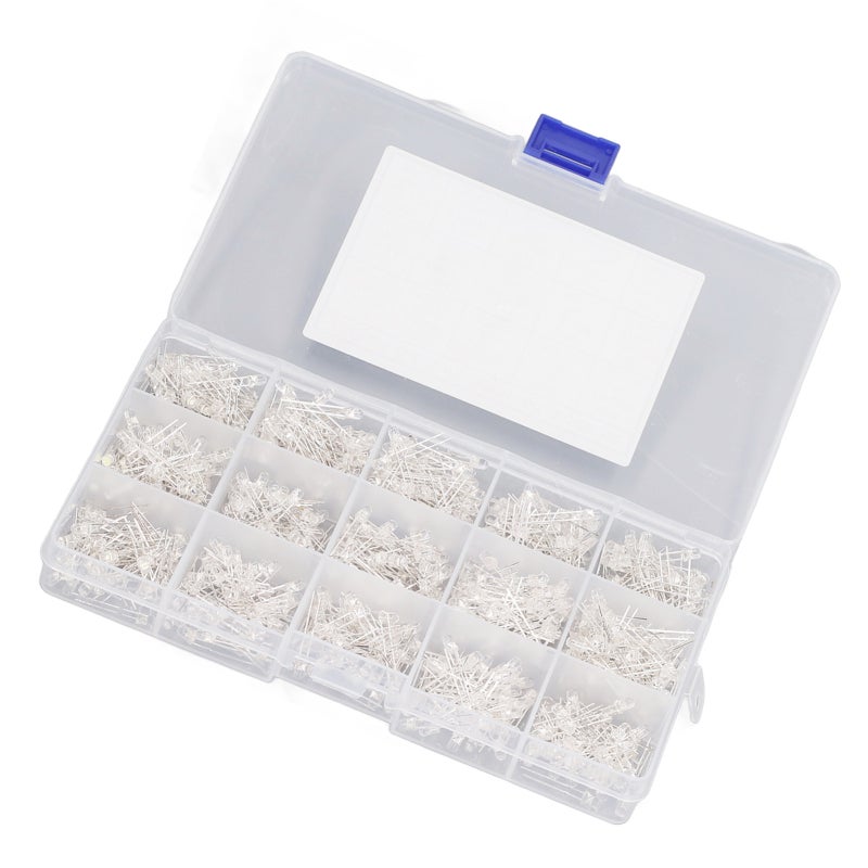 3mm LED Lights 150 Pcs Per 5 Colors White Red Yellow Blue Green: Environmental Oxygen Resin High Temperature Resistant - Excellent LED Chip Bright Color for DIY Electronics Projects School Science Exp - Image 3