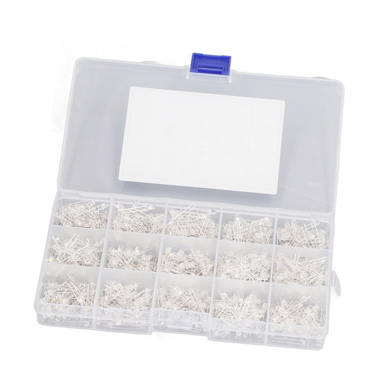 3mm LED Lights 150 Pcs Per 5 Colors White Red Yellow Blue Green: Environmental Oxygen Resin High Temperature Resistant - Excellent LED Chip Bright Color for DIY Electronics Projects School Science Exp - Image 4