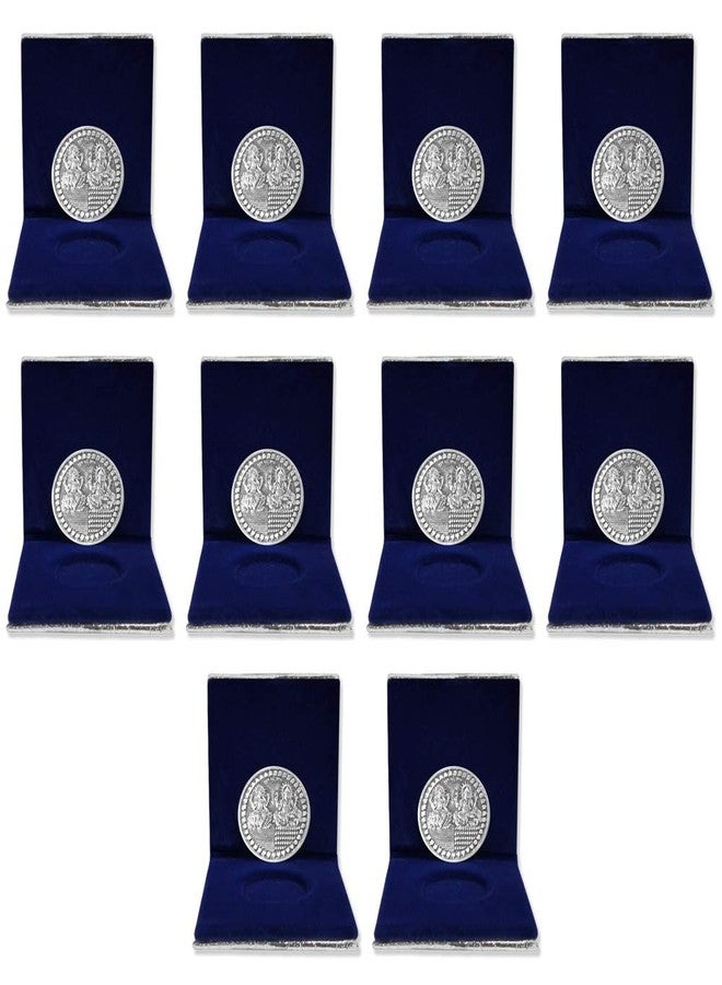 QPID D German Silver Plated Coins for Diwali Dhanteras , Men, Women, Staff, Customer, Clients, Corporate with Velvet t Box (Pack of 10) - 10 Grams - Image 1