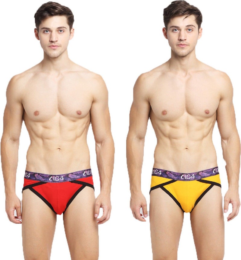 IC4 Store Men's Blaze Briefs Combo Pack of 2 - Red and Yellow - Image 1