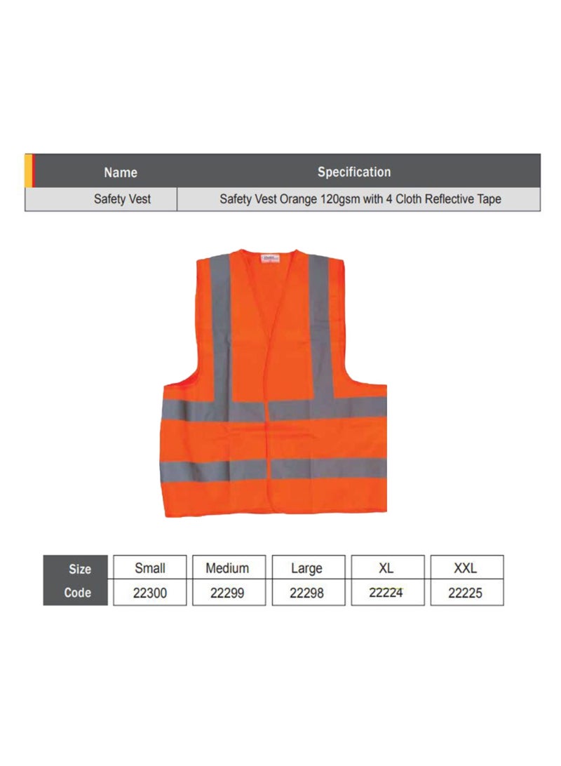 Starex Starex Safety Vest Orange XXL w/4 Cloth Reflective Tape 120GSM ST22225 