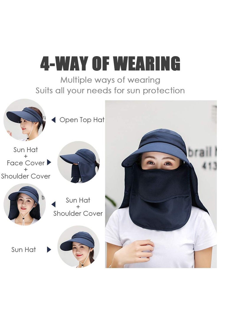 Excefore Fishing Hats, Outdoor Sun Hat with Removable Neck Face Flap, Retractable Wide Brim Fishing Hats, UV Sun Protection Protection Cap, Windproof Hat Summer Travel Beach Hat for Men Women  - Image 3