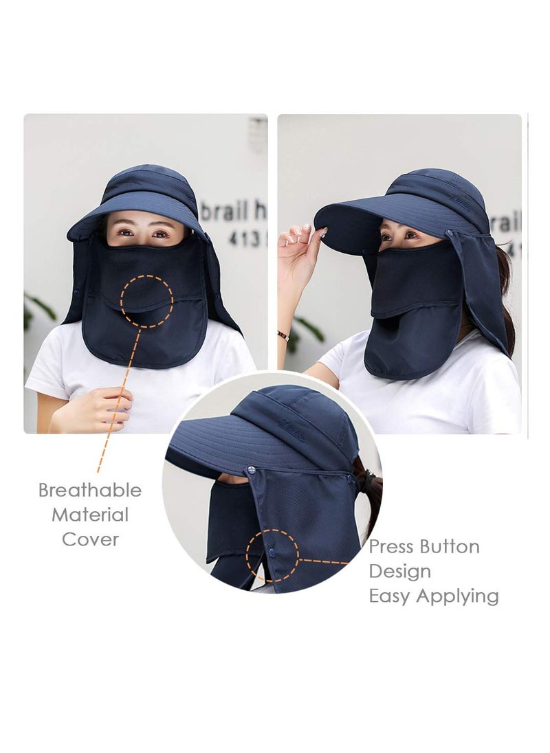 Excefore Fishing Hats, Outdoor Sun Hat with Removable Neck Face Flap, Retractable Wide Brim Fishing Hats, UV Sun Protection Protection Cap, Windproof Hat Summer Travel Beach Hat for Men Women  - Image 4