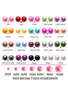 BLAAROOM 5800Pcs Half Pearls for Crafts, Flatback Pearls for Artwork Making, DIY Rhinestones Accessory Nail Art, Face Gems Jewels Flat Back Craft Pearls for Artist Creative - White  - Image 5