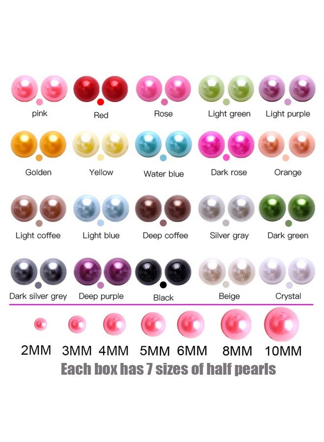 BLAAROOM 5800Pcs Half Pearls for Crafts, Flatback Pearls for Artwork Making, DIY Rhinestones Accessory Nail Art, Face Gems Jewels Flat Back Craft Pearls for Artist Creative - White - Image 5
