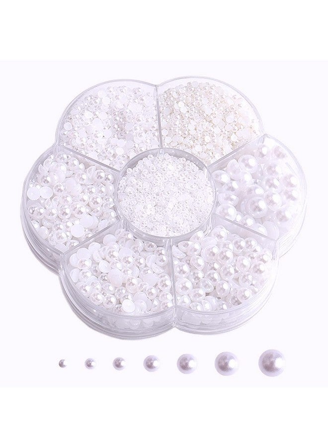 BLAAROOM 5800Pcs Half Pearls for Crafts, Flatback Pearls for Artwork Making, DIY Rhinestones Accessory Nail Art, Face Gems Jewels Flat Back Craft Pearls for Artist Creative - White - Image 1
