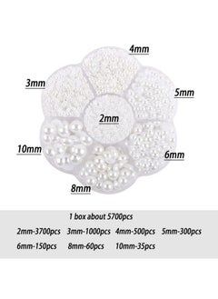 BLAAROOM 5800Pcs Half Pearls for Crafts, Flatback Pearls for Artwork Making, DIY Rhinestones Accessory Nail Art, Face Gems Jewels Flat Back Craft Pearls for Artist Creative - White  - Image 2
