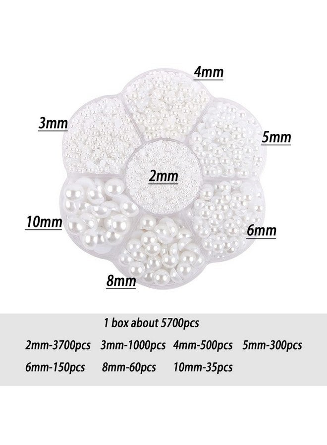 BLAAROOM 5800Pcs Half Pearls for Crafts, Flatback Pearls for Artwork Making, DIY Rhinestones Accessory Nail Art, Face Gems Jewels Flat Back Craft Pearls for Artist Creative - White - Image 2