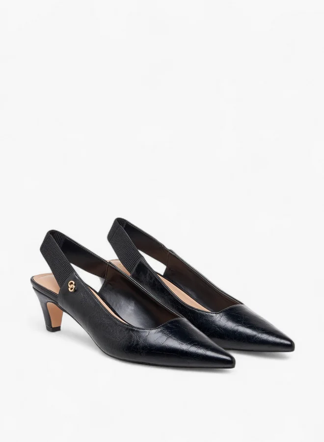 سيليست Women's Solid Slingback Shoes with Kitten Heels