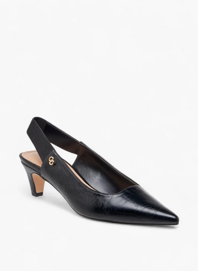 Celeste Women's Solid Slingback Shoes with Kitten Heels