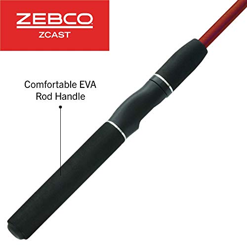 Zebco Z-Cast Spinning Fishing Rod, Extendable 17-Inches to 5-Foot 6-Inch Telescopic Durable Z-Glass Fishing Pole, Comfortable EVA Rod Handle, Shock-Ring Guides, Medium Power, Red - Image 3