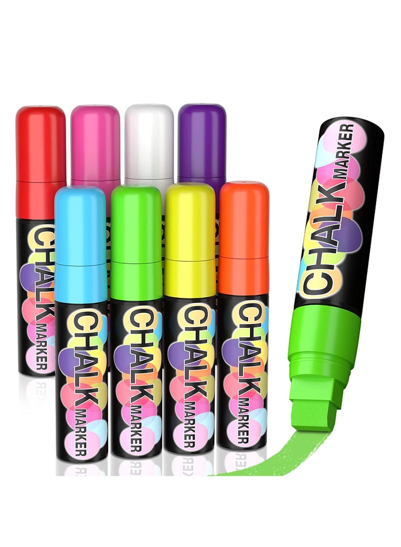 Jumbo Chalk Window Markers for Cars Glass Washable - 8 Colors Liquid Chalk Markers Pen With 15mm Wide Tips, Chalkboard Markers, Window Paint Markers For Car Decoration, Auto Glass, Poster, Business - Image 1