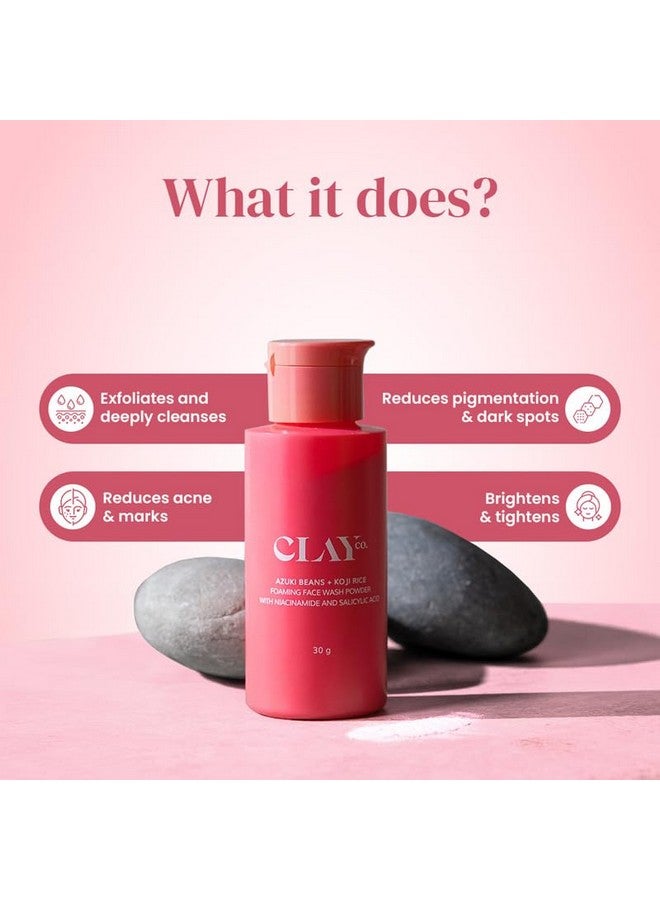 CLAYCO. Azuki Beans & Koji Rice Foaming Face Wash Powder | 0.2% Salicylic Acid | Brightening & Exfoliating Cleanser | Japanese Skincare | 30g - Image 2