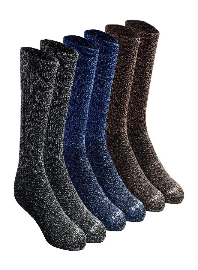 Dickies Men's Big & Tall Dri-tech Moisture Control Crew Socks Multipack, Grey/Blue/Brown (6 Pairs), Shoe Size: 12-15 - Image 1