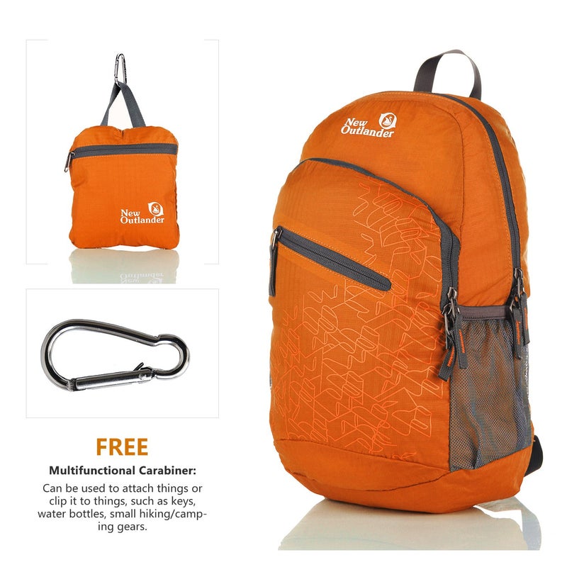 Outlander Packable Handy Lightweight Travel Hiking Backpack Daypack-Orange - Image 2