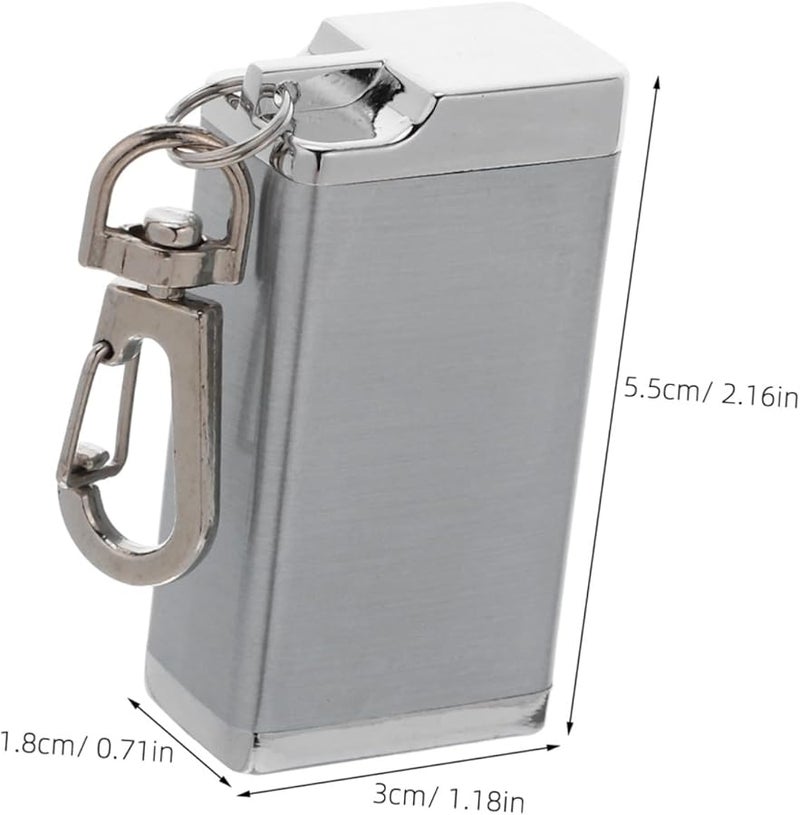 علبة سجائر محمولة مقاومة للرياح بغطاء محكم وسلسلة مفاتيح حاملة رماد فضية للسفر في الهواء الطلق - Image 3
