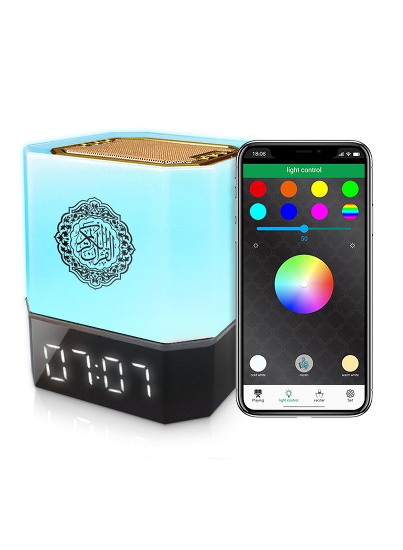TEXEEM Smart Quran Speaker with 7 Color with RGB LED Lights, Bluetooth Compatible, Digital Prayer Time Display, App Control, Color Changing Lamp, Islamic Audio Player with Touch Controls - Image 1
