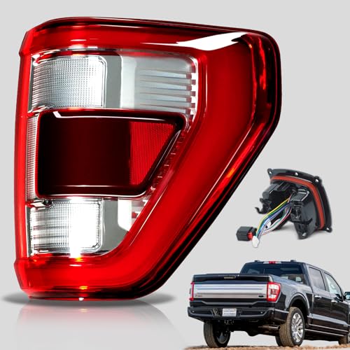 STRAUTOS LED Tail Lights Compatible With Ford F150 2021 2022 2023 With Blind Spot Rear Brake Lamp Signal Assembly Fit King Ranch Lariat Limited Platinum Taillights(Chrome Housing Right Passenger Side) - Image 1