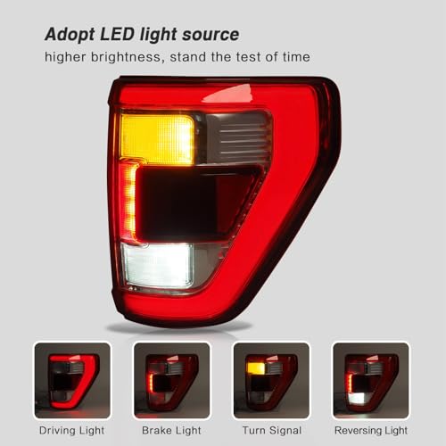 STRAUTOS LED Tail Lights Compatible With Ford F150 2021 2022 2023 With Blind Spot Rear Brake Lamp Signal Assembly Fit King Ranch Lariat Limited Platinum Taillights(Chrome Housing Right Passenger Side) - Image 5