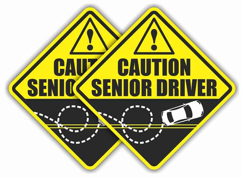 2 Funny Prank Caution Senior Driver Car Magnet Sign Gag Gifts for Elderly Women Men New Drivers Student Drivers Great Joke Gift for Over 40 50 Year Old People Other UFO Driving Life Forms