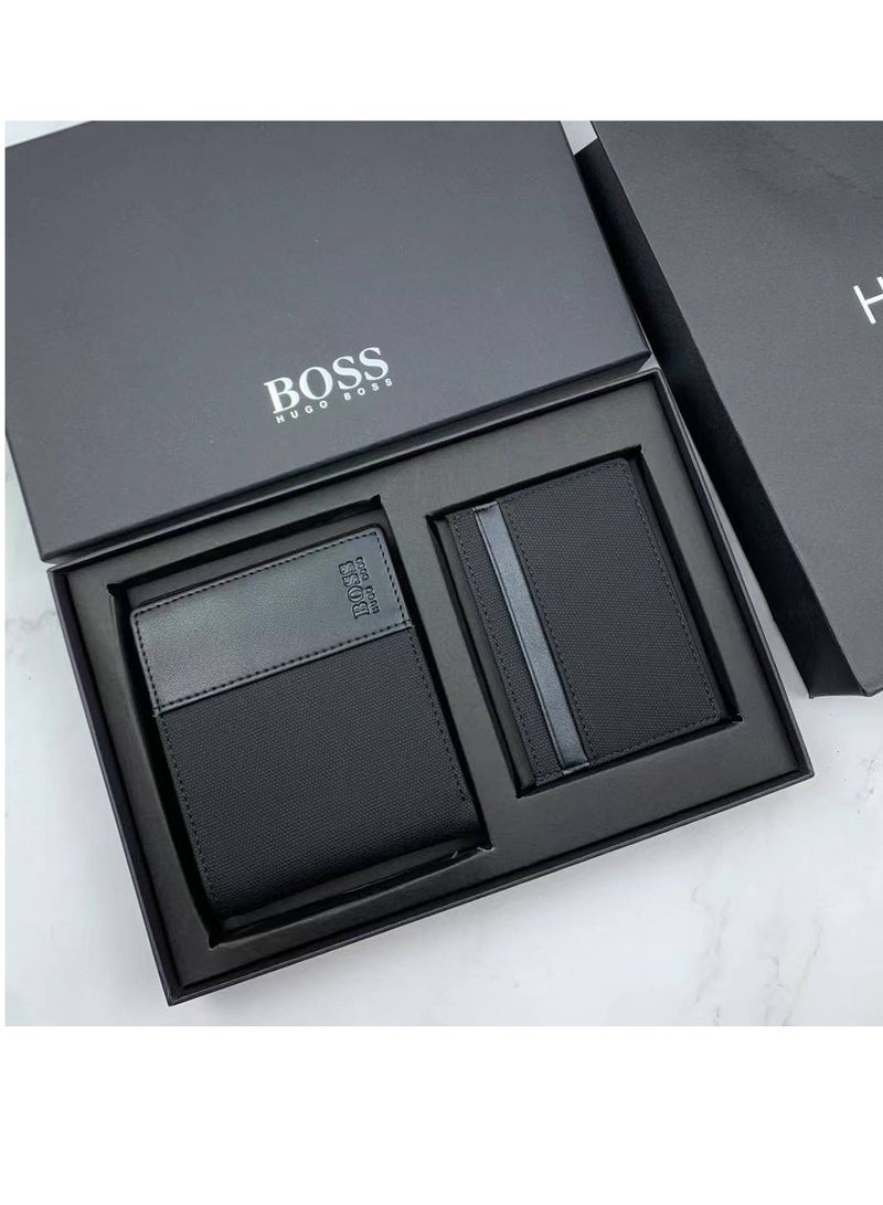 Hugo Boss Leather Wallet and Card Holder Set