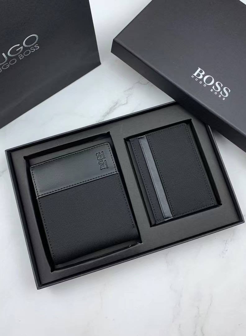 Hugo Boss Leather Wallet and Card Holder Set