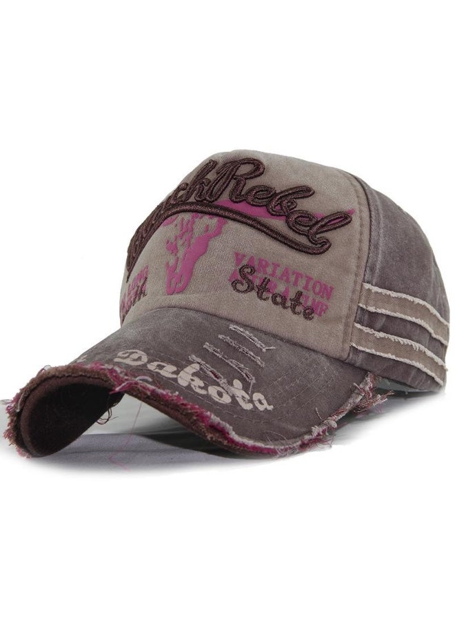 Fashion Baseball Cap Women Hip Hop Cap Hole Letter Cap Men Outdoor Daddy Cap Adjustable