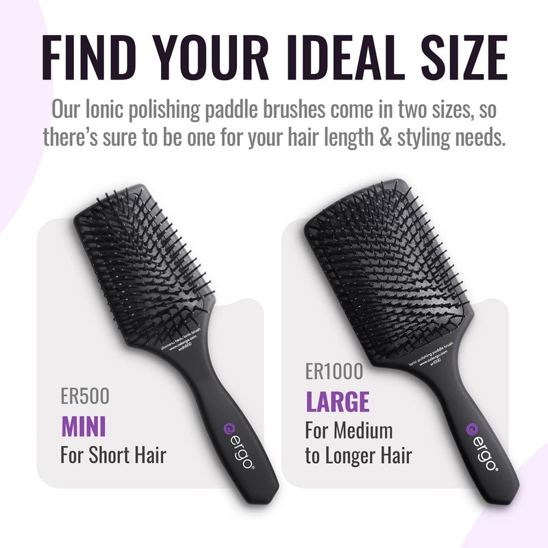 Ergo Ionic Paddle Hair Brush - Large Polishing Brush for Long-Lasting Shine and Detangling for Wet & Dry Hair - Image 4
