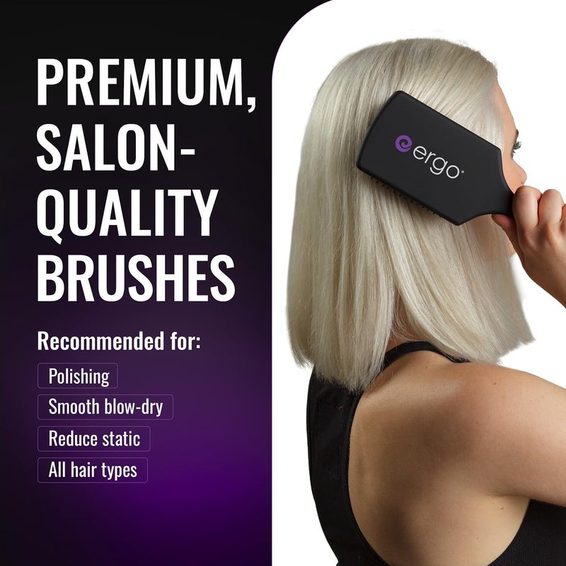 Ergo Ionic Paddle Hair Brush - Large Polishing Brush for Long-Lasting Shine and Detangling for Wet & Dry Hair - Image 2