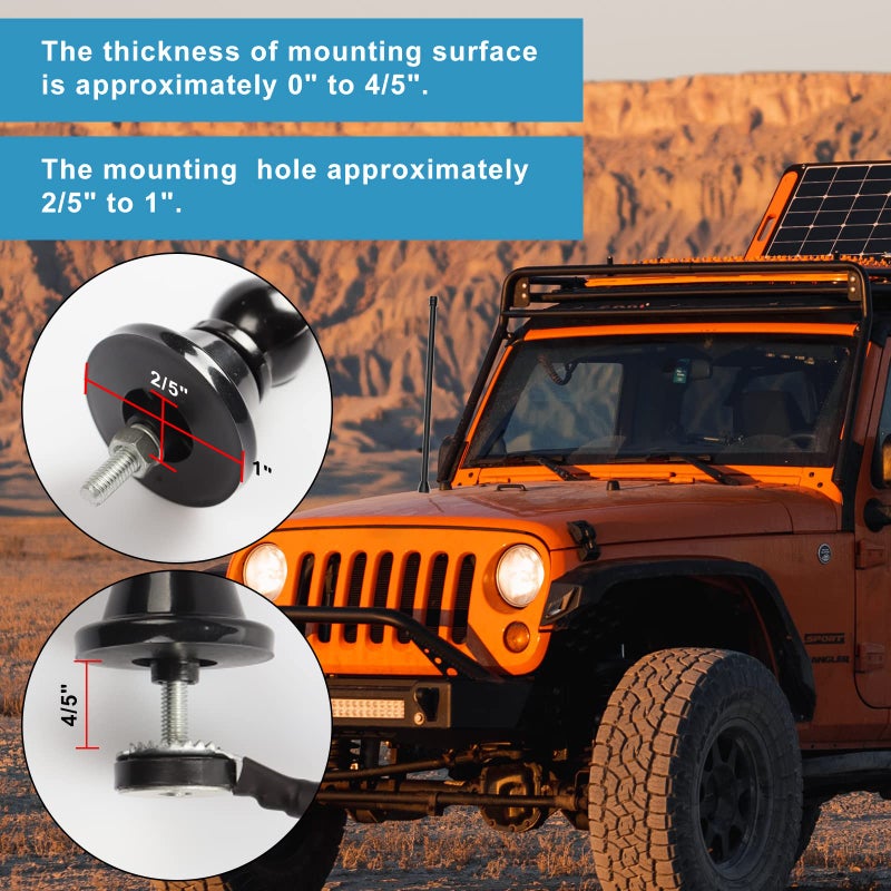 JSZAAHZ Waterproof Marine Antenna AM FM Golf Cart ATV UTV RV Car Stereo, Boat Mast Flexible radio antenna for Truck Excavator Tractor RVR Yacht Pontoon - Image 4