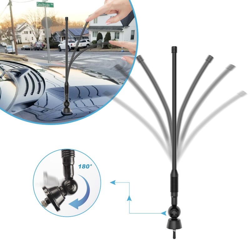 JSZAAHZ Waterproof Marine Antenna AM FM Golf Cart ATV UTV RV Car Stereo, Boat Mast Flexible radio antenna for Truck Excavator Tractor RVR Yacht Pontoon - Image 5