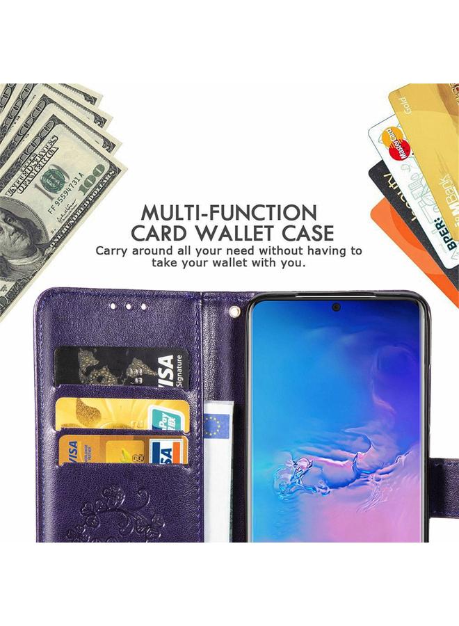 Zaboon Case For Galaxy S20+ Lucky Clover Pressed Flowers Pattern Leather Case with Holder & Card Slots & Wallet & Hand Strap - Image 4