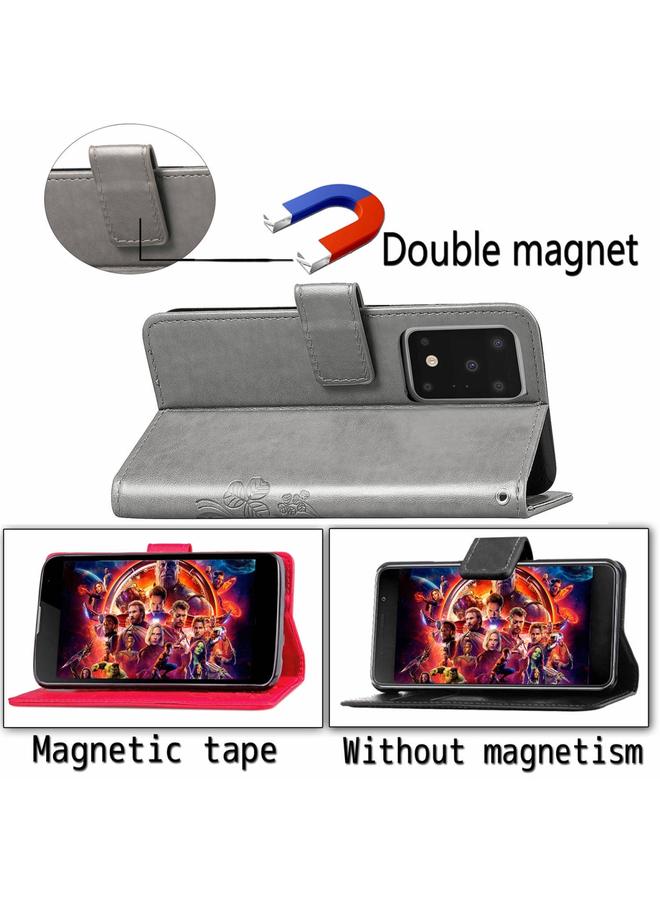 Zaboon Case For Galaxy S20+ Lucky Clover Pressed Flowers Pattern Leather Case with Holder & Card Slots & Wallet & Hand Strap - Image 5