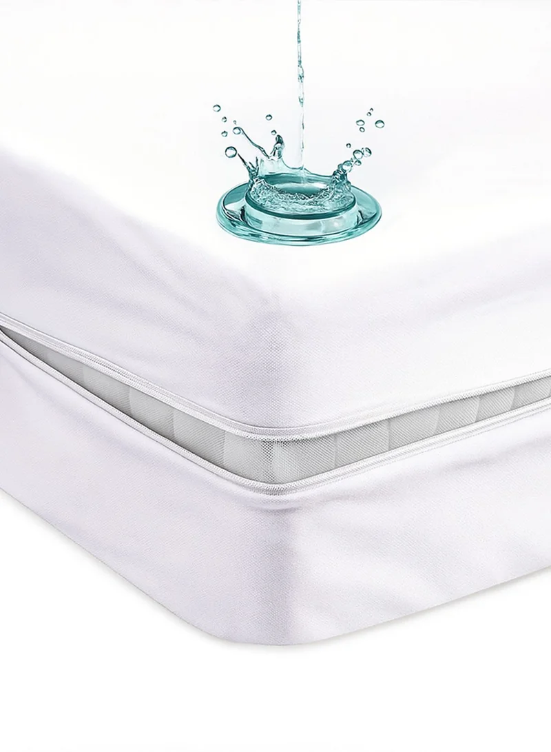 هوتيل لينين كلوب غطاء مرتبة فندق لينين كلوب برينسيس (غطاء مرتبة) قطعة واحدة مقاوم للماء بسحاب قفل ميكروفايبر 110 جرام نسيج ناعم للغاية حجم توأم 70 × 130 + 12 سم