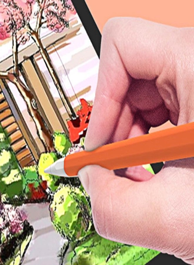 Hemobllo غطاء هيموبلو متوافق مع قلم أبل - غلاف قلم على شكل جزر مضاد للانزلاق لقلم الشاشة اللمسية غلاف سيليكون لحامل القلم متوافق مع قلم أبل 2 (برتقالي) - Image 2