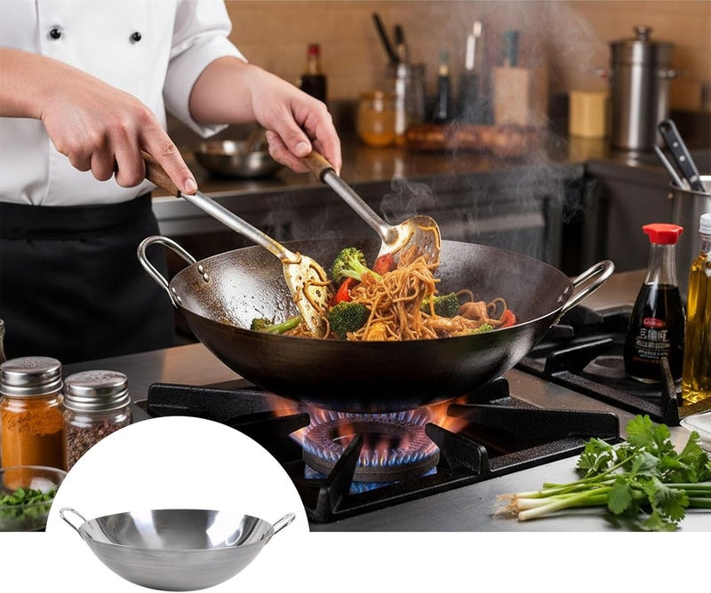 Iron Wok for Stir-Frying with Round Bottom Design Traditional Stoves and Open Flame Cooking - Image 3