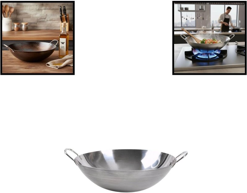 Iron Wok for Stir-Frying with Round Bottom Design Traditional Stoves and Open Flame Cooking - Image 4