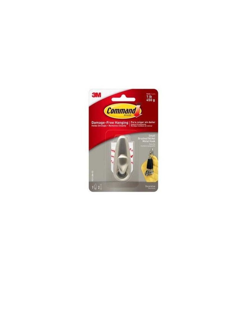 Command Small Forever Classic Brushed Nickel Metal Hook  - Image 2