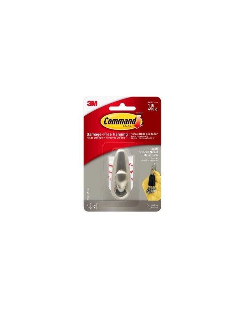 Command Small Forever Classic Brushed Nickel Metal Hook  - Image 3