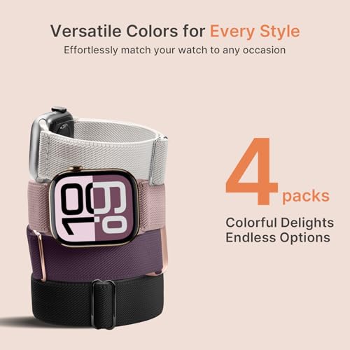 Fullmosa 4 Pack Water-Resistant Nylon Bands Compatible with Apple Watch Strap 42mm(Series 10 11) 41mm 40mm 38mm，Durable Stretch Straps for iWatch SE3 SE2 SE Series 11 10 9 8 7 6 5 4 3 2 1 - Image 5