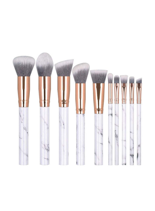 NIBEMINENT 10 -Piece Marble Makeup Brush Set With Bag White/Black 