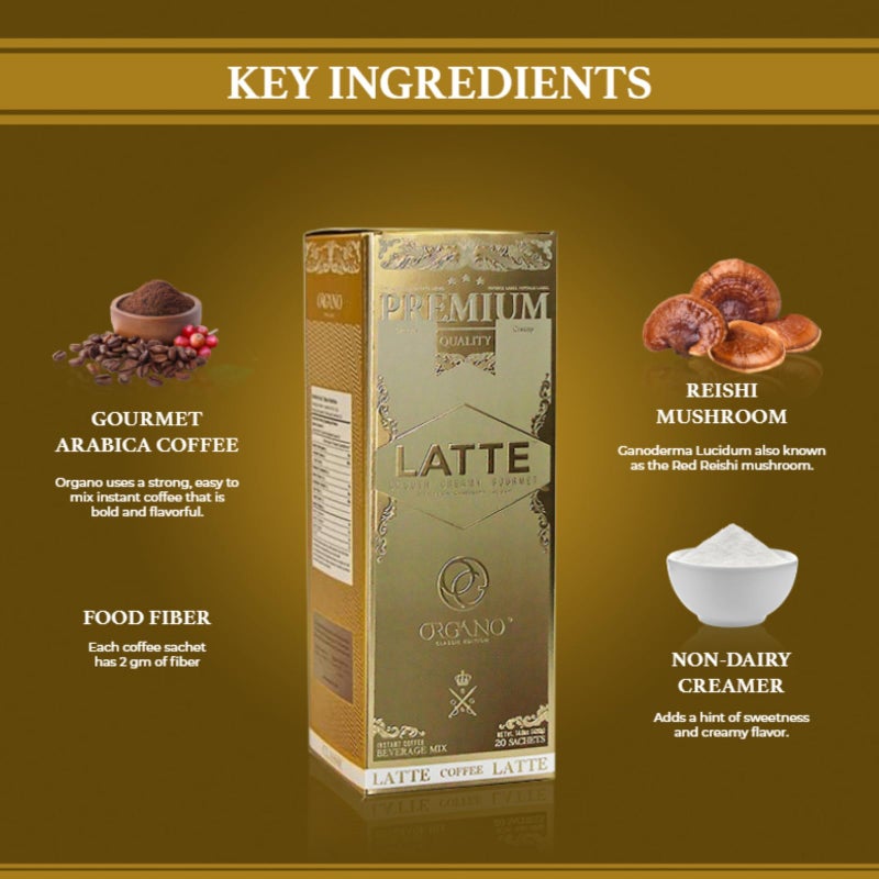 ORGANO 2 boxes Gourmet Cafe Latte, 100% Certified Ganoderma Lucidum (40 Sachets) - Image 4