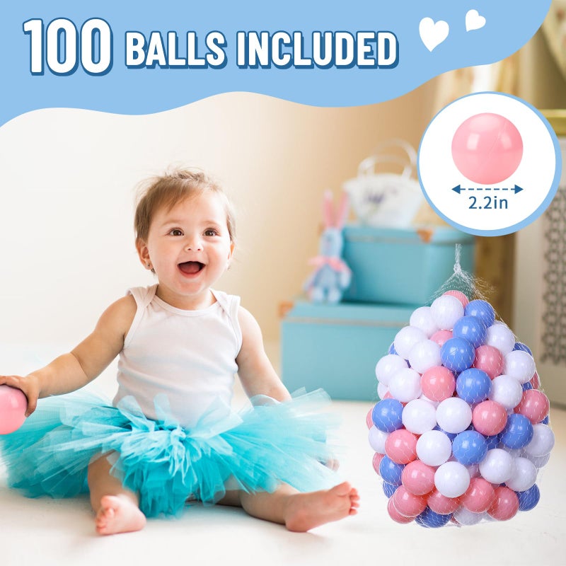 Wilwolfer Foam Ball Pit for Toddlers with 100 Balls Large Baby Ball Pit for Babies with Soft Memory Sponge Indoor Outdoor Baby Playpen Kids Play Ball Pool - Image 3
