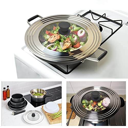 WishDirect Universal Lid for Pots and Pans - One Size Fits All 8.25-12 Inch Pots Frying Pans Skillets Woks, Replacement Pot Lid with Upgraded Heavy Duty Heat Resistant Silicone Handle, Black - Image 5