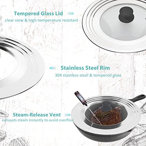 WishDirect Universal Lid for Pots and Pans - One Size Fits All 8.25-12 Inch Pots Frying Pans Skillets Woks, Replacement Pot Lid with Upgraded Heavy Duty Heat Resistant Silicone Handle, Black - Image 3