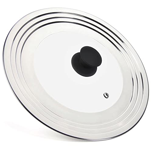 WishDirect Universal Lid for Pots and Pans - One Size Fits All 8.25-12 Inch Pots Frying Pans Skillets Woks, Replacement Pot Lid with Upgraded Heavy Duty Heat Resistant Silicone Handle, Black - Image 1