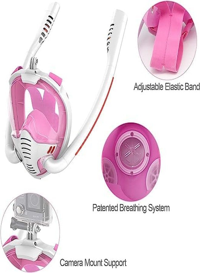 Olpad قناع غطس أولباد ذو أنبوب مزدوج من السيليكون، قناع غطس جاف بالكامل، قناع سباحة للبالغين، نظارات غطس، جهاز تنفس تحت الماء مستقل [وردي - صغير/متوسط] - Image 5