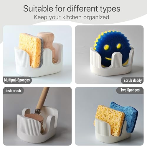 BekPooQ Ultra Absorbent Stone Sponge Holder for Kitchen Sink, 2 Slot Diatomite Dish Brush Sponge Holder, Diatomite Stone Sink Tray, Rustproof Sinks Caddy for Countertop, Double, White - Image 5