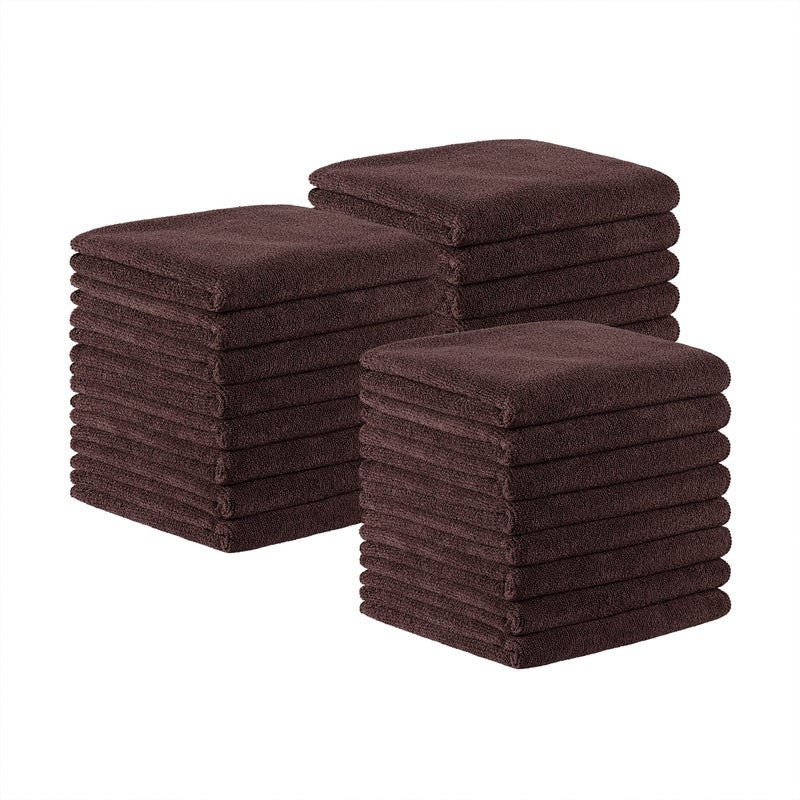 Arkwright Bleach Proof Salon Towels Bulk  Pack of 24  Ultra Soft Gentle Microfiber Highly Absorbent  Quick Dry Spa Facial Towel for Hair Stylist Nail Shop and Esthetician 16 x 27 in Brown