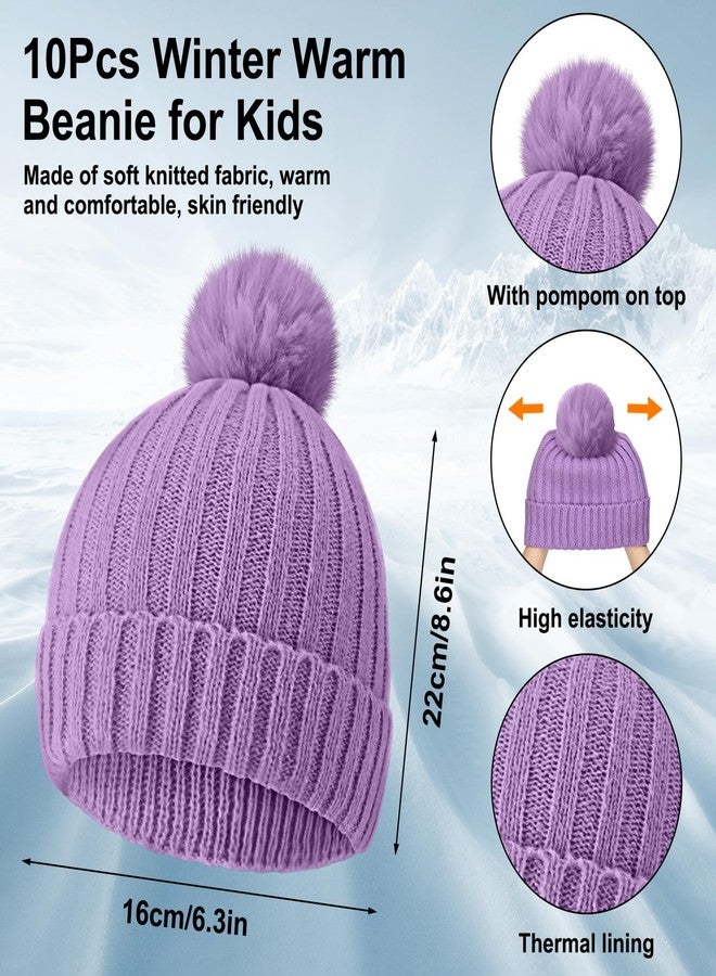 جاجيلي طقم قبعة وقفازات للأطفال من جاغيلي، قبعة وقفازات شتوية دافئة مناسبة للجنسين، قبعة محبوكة مزينة بكرة صوفية، تغطي الأصابع بالكامل، مناسبة للتزلج للأولاد والبنات (ملونة، 20 قطعة) - Image 2
